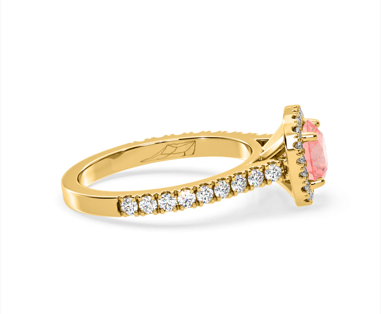 Elizabeth Pink Lab Diamond 1.70ct Halo Ring in 18K Yellow Gold - Elara Collection - Image 67