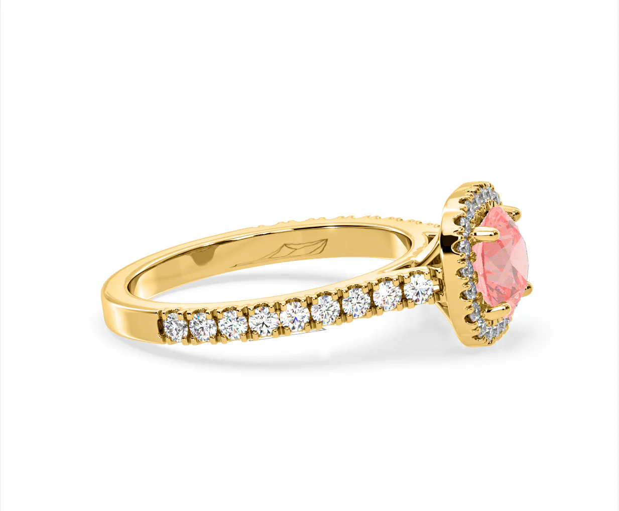 Elizabeth Pink Lab Diamond 1.70ct Halo Ring in 18K Yellow Gold - Elara Collection - Image 70