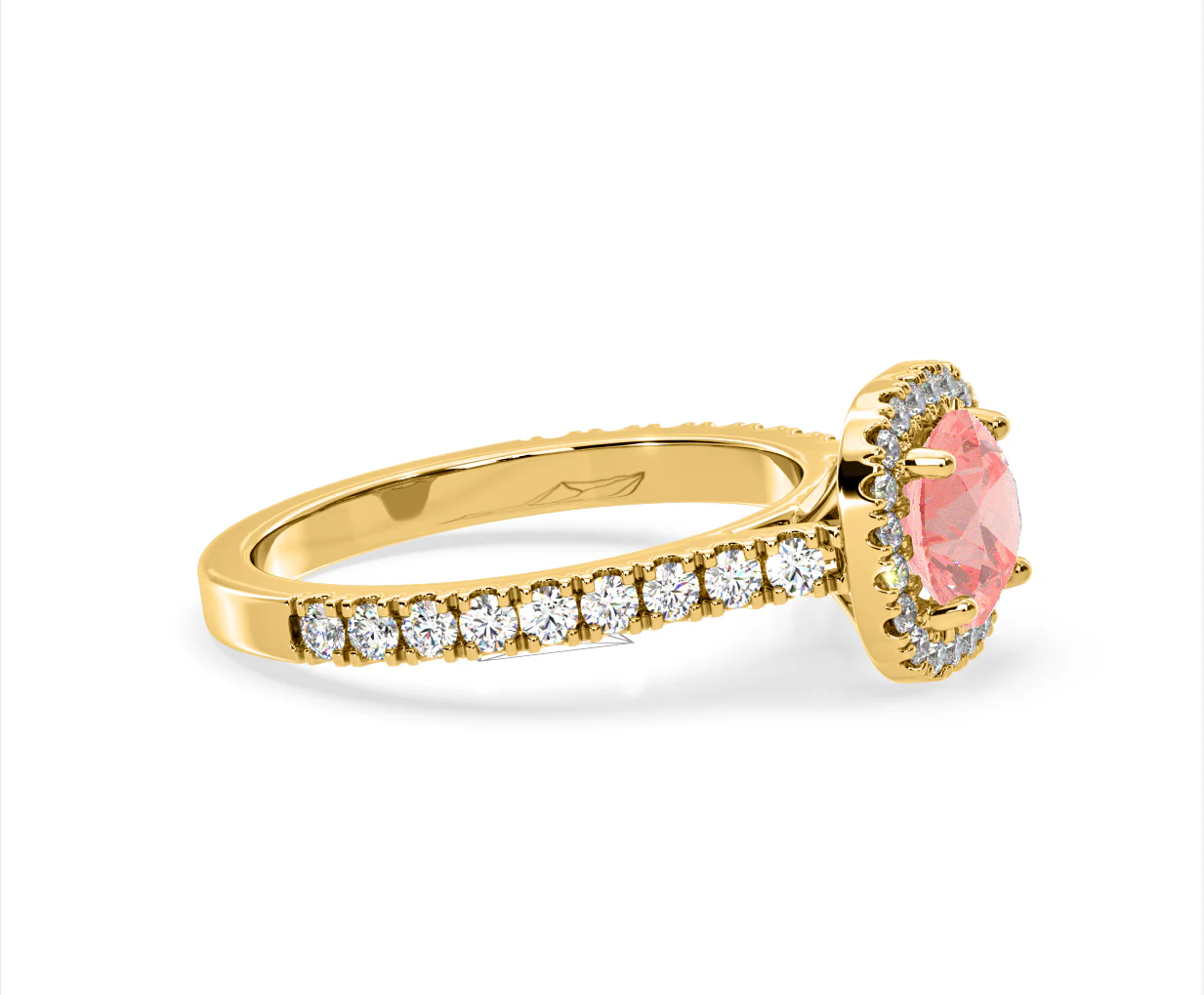 Elizabeth Pink Lab Diamond 1.70ct Halo Ring in 18K Yellow Gold - Elara Collection - Image 71