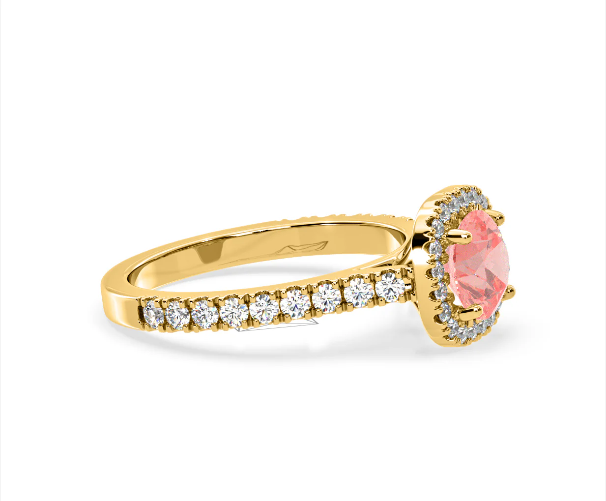 Elizabeth Pink Lab Diamond 1.70ct Halo Ring in 18K Yellow Gold - Elara Collection - Image 72