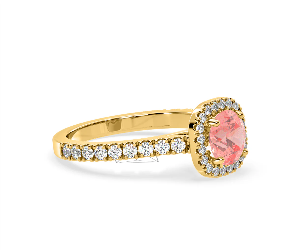 Elizabeth Pink Lab Diamond 1.70ct Halo Ring in 18K Yellow Gold - Elara Collection - Image 75