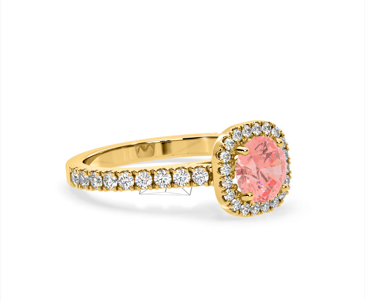 Elizabeth Pink Lab Diamond 1.70ct Halo Ring in 18K Yellow Gold - Elara Collection - Image 77