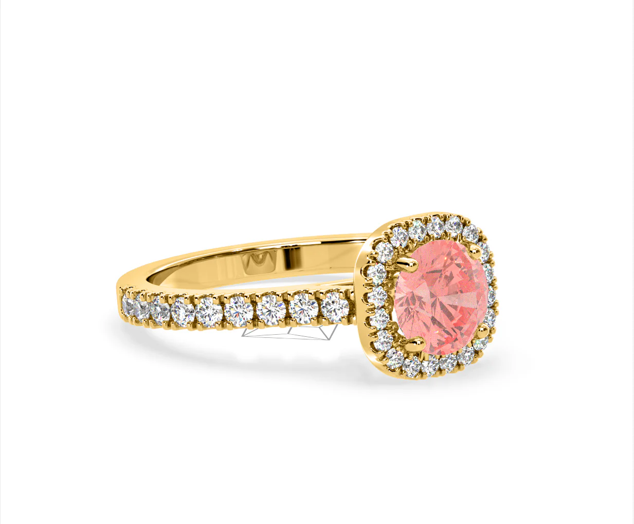 Elizabeth Pink Lab Diamond 1.70ct Halo Ring in 18K Yellow Gold - Elara Collection - Image 78
