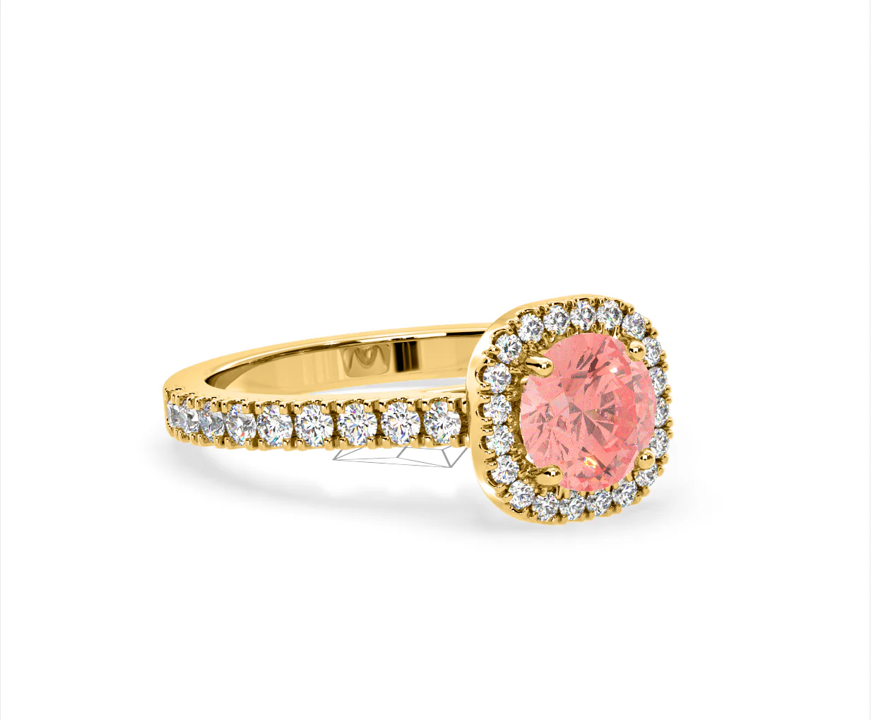 Elizabeth Pink Lab Diamond 1.70ct Halo Ring in 18K Yellow Gold - Elara Collection - Image 79