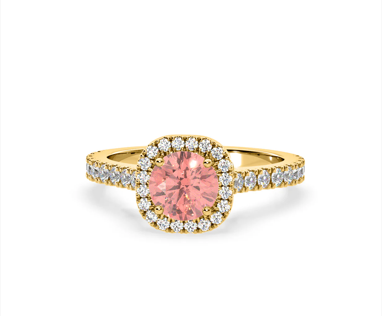 Elizabeth Pink Lab Diamond 1.70ct Halo Ring in 18K Yellow Gold - Elara Collection - Image 8