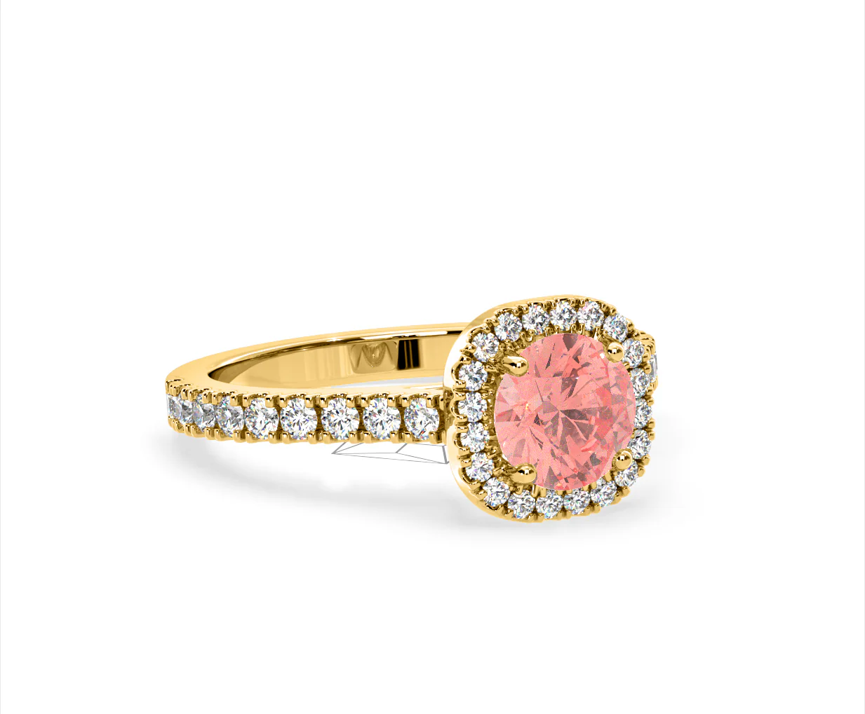 Elizabeth Pink Lab Diamond 1.70ct Halo Ring in 18K Yellow Gold - Elara Collection - Image 80