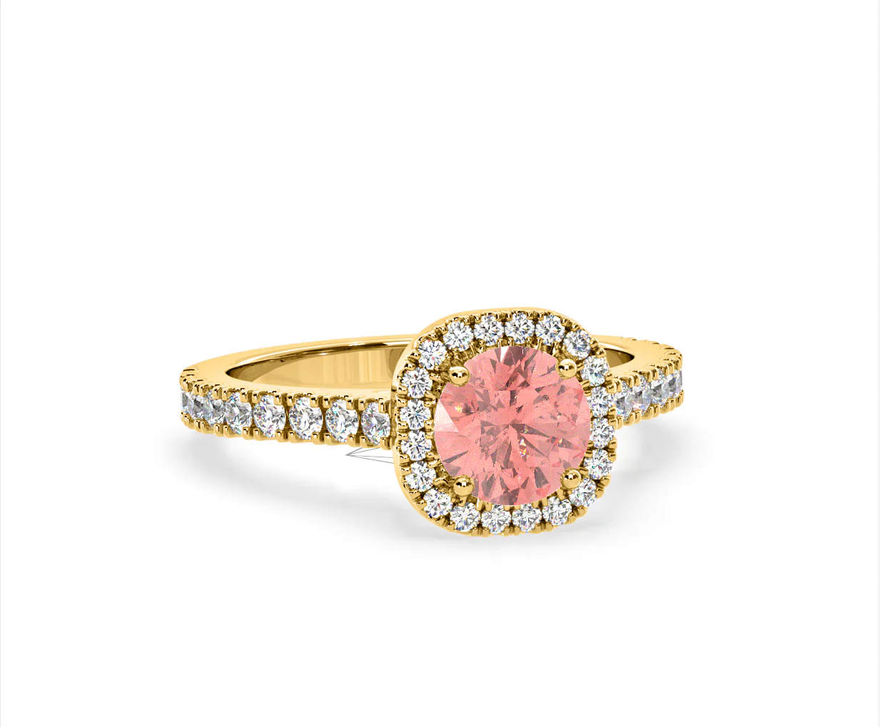 Elizabeth Pink Lab Diamond 1.70ct Halo Ring in 18K Yellow Gold - Elara Collection - Image 83