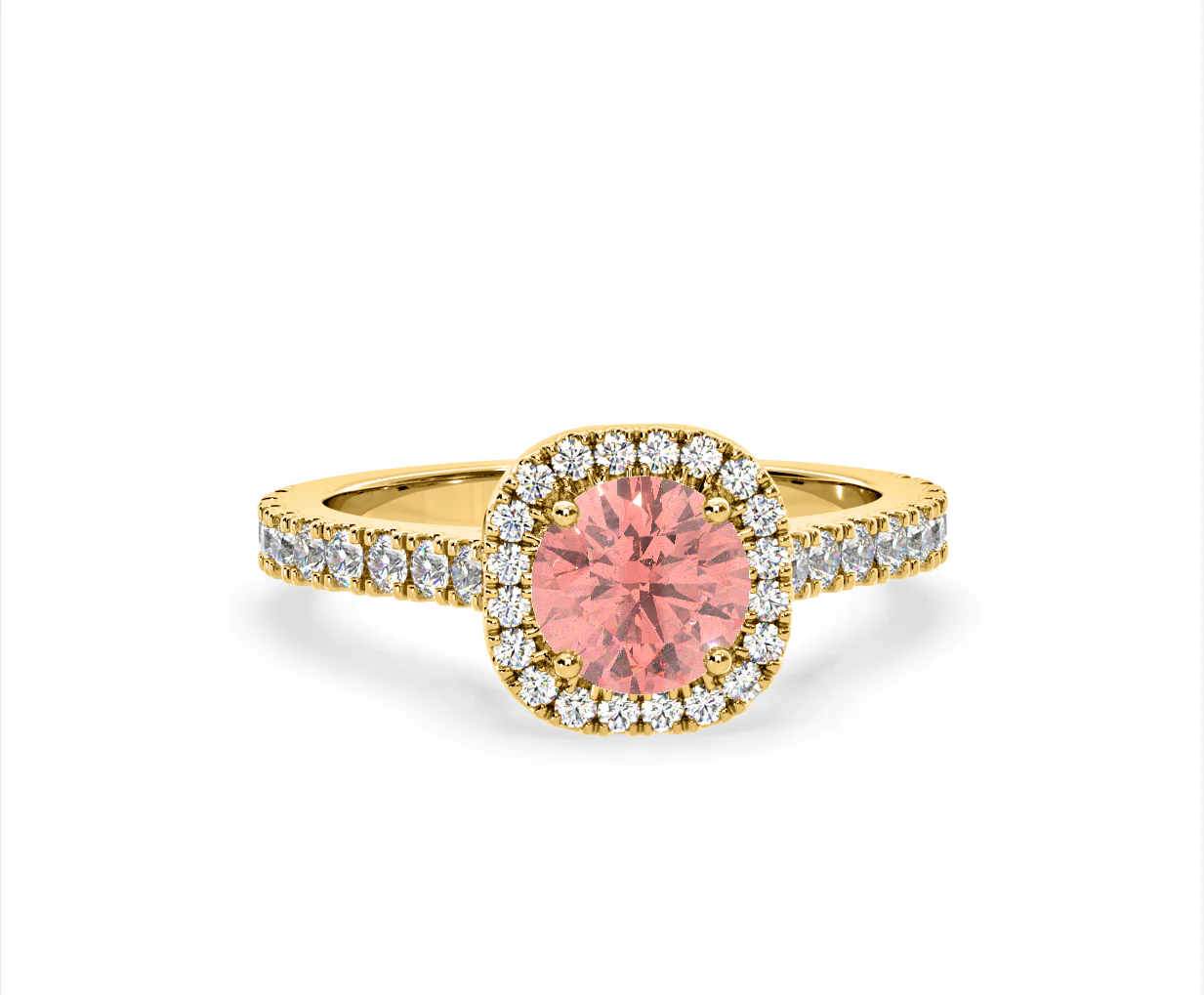Elizabeth Pink Lab Diamond 1.70ct Halo Ring in 18K Yellow Gold - Elara Collection - Image 85