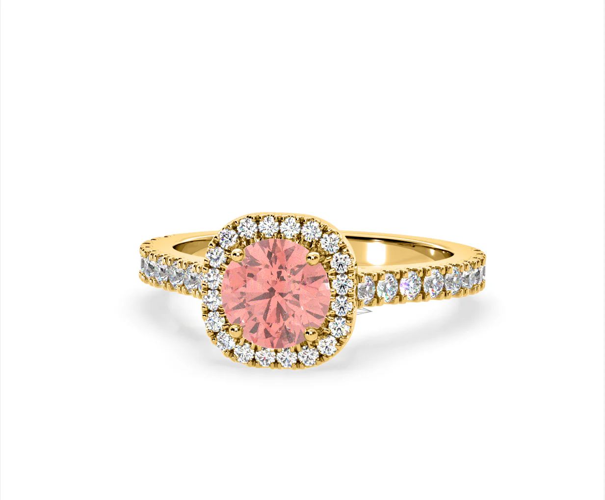 Elizabeth Pink Lab Diamond 1.70ct Halo Ring in 18K Yellow Gold - Elara Collection - Image 9