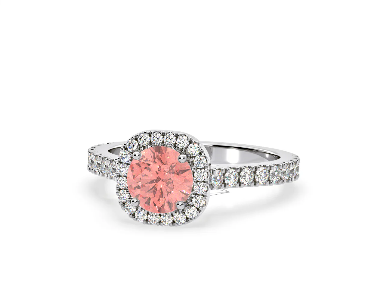 Elizabeth Pink Lab Diamond 1.70ct Halo Ring in Platinum - Elara Collection - Image 12