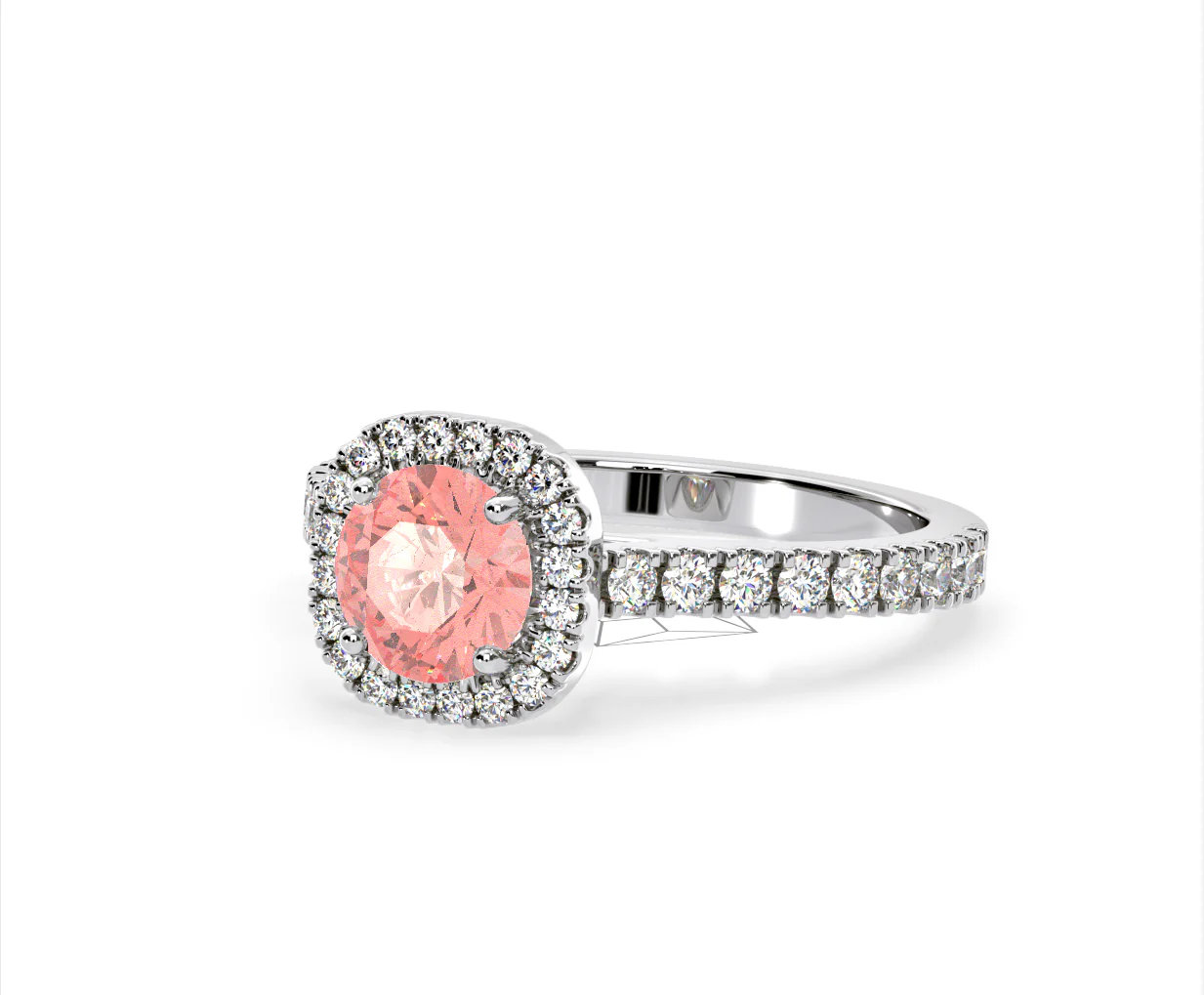 Elizabeth Pink Lab Diamond 1.70ct Halo Ring in Platinum - Elara Collection - Image 15