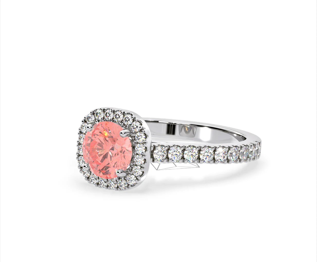 Elizabeth Pink Lab Diamond 1.70ct Halo Ring in Platinum - Elara Collection - Image 16
