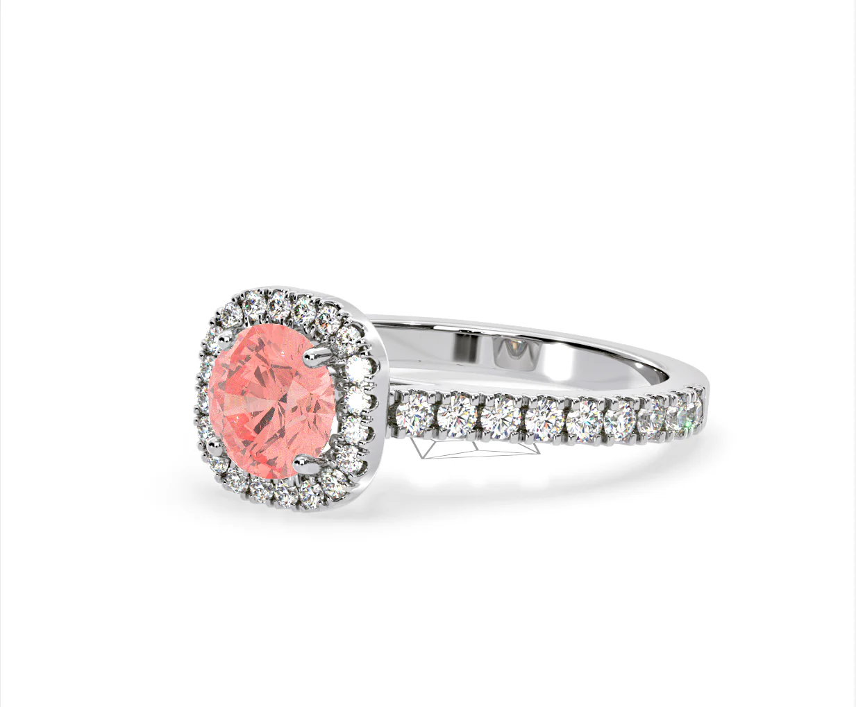 Elizabeth Pink Lab Diamond 1.70ct Halo Ring in Platinum - Elara Collection - Image 17