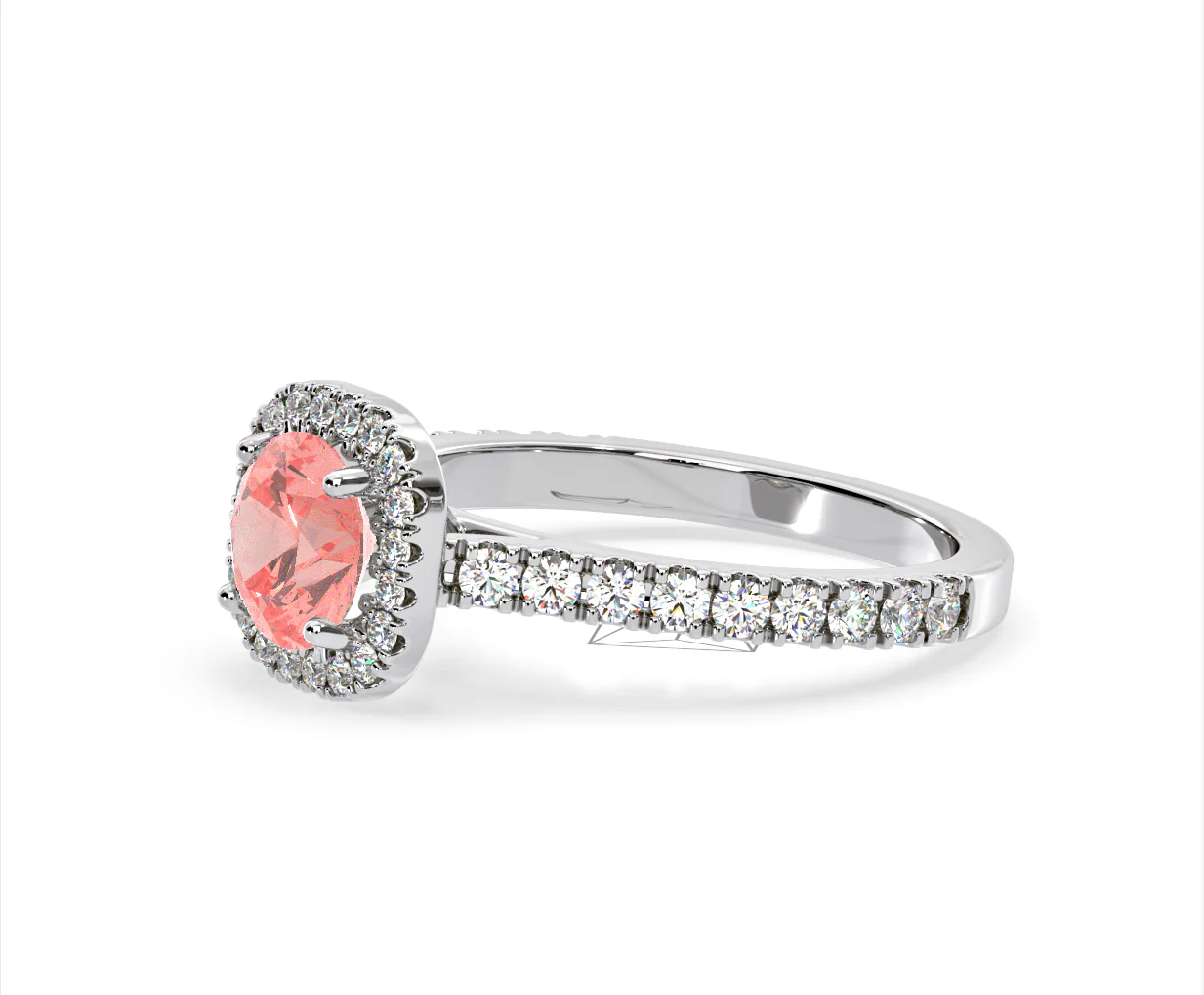 Elizabeth Pink Lab Diamond 1.70ct Halo Ring in Platinum - Elara Collection - Image 21