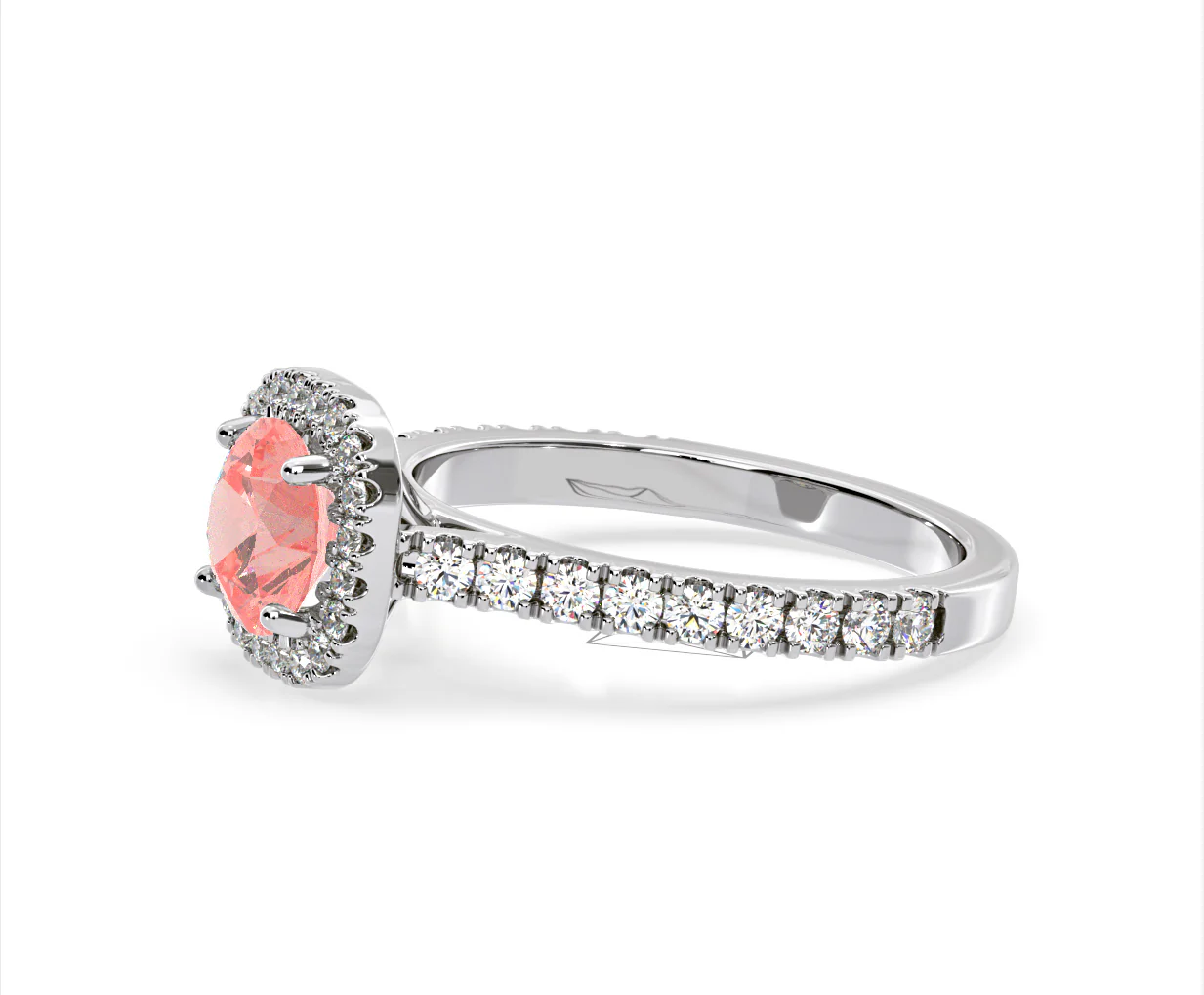 Elizabeth Pink Lab Diamond 1.70ct Halo Ring in Platinum - Elara Collection - Image 23