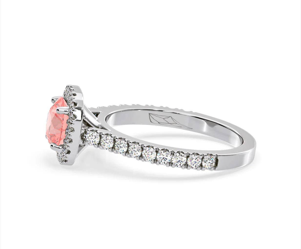 Elizabeth Pink Lab Diamond 1.70ct Halo Ring in Platinum - Elara Collection - Image 27