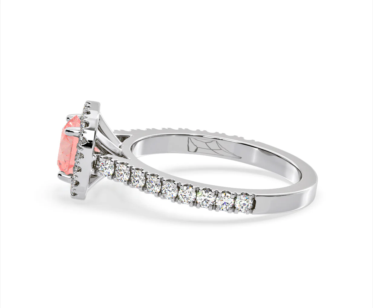 Elizabeth Pink Lab Diamond 1.70ct Halo Ring in Platinum - Elara Collection - Image 29