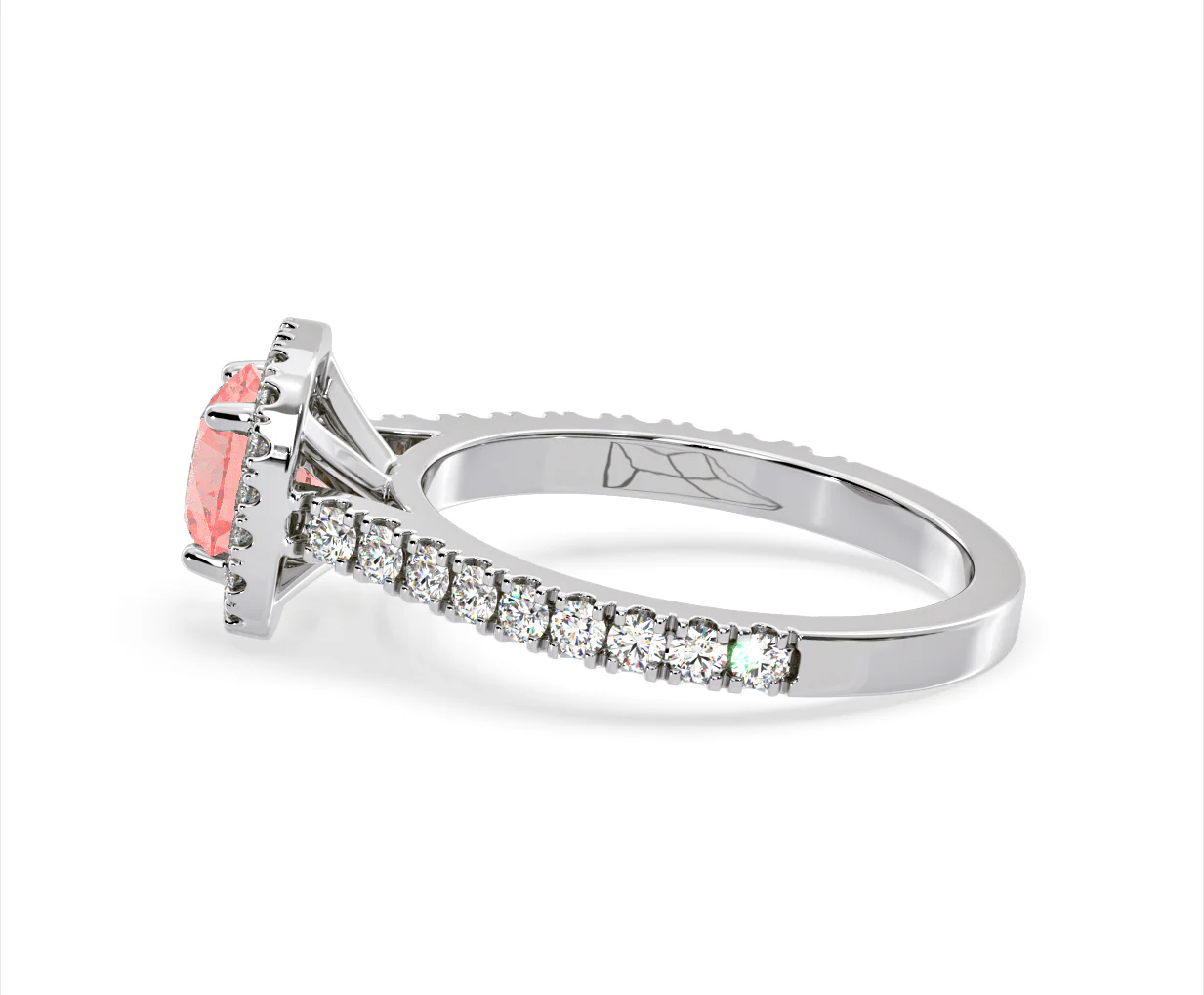 Elizabeth Pink Lab Diamond 1.70ct Halo Ring in Platinum - Elara Collection - Image 30