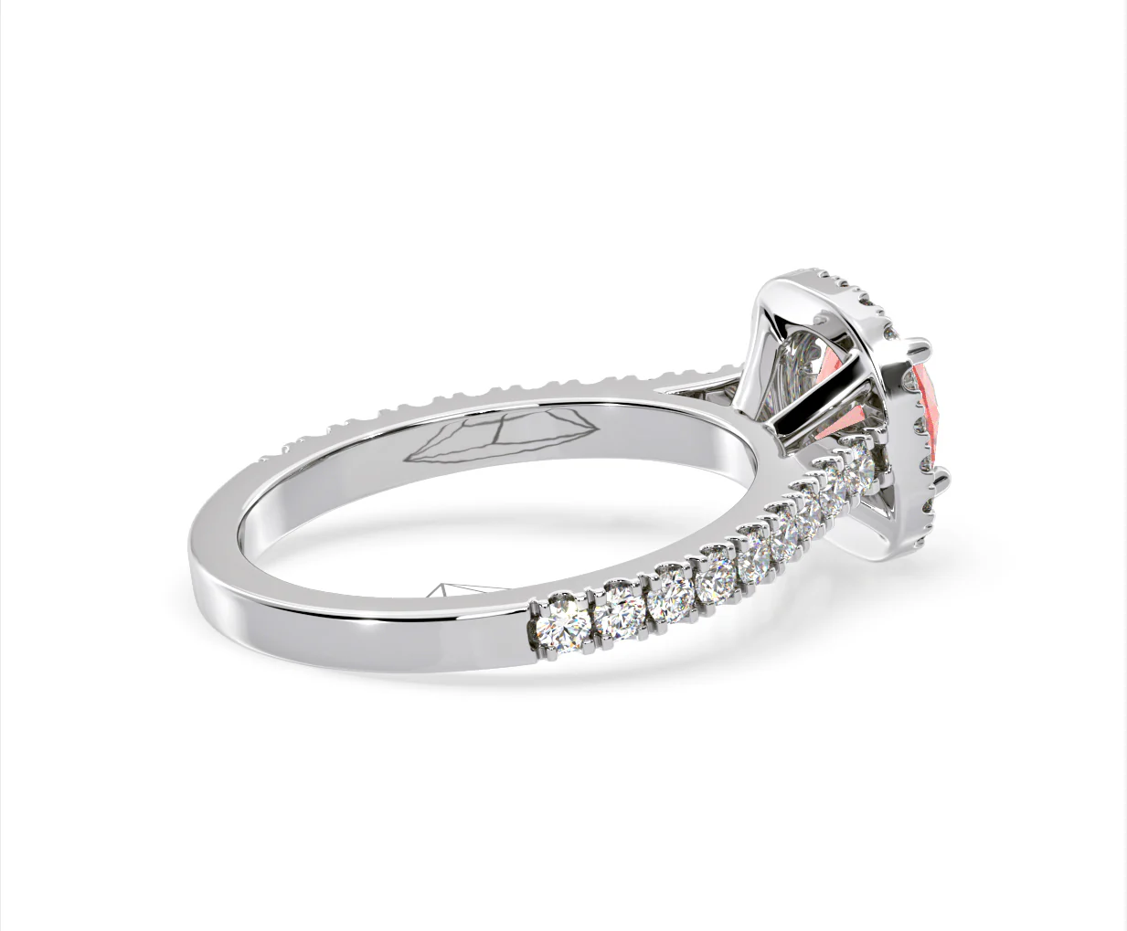 Elizabeth Pink Lab Diamond 1.70ct Halo Ring in Platinum - Elara Collection - Image 62