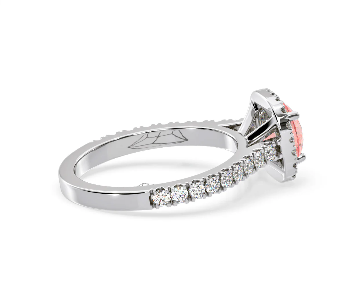 Elizabeth Pink Lab Diamond 1.70ct Halo Ring in Platinum - Elara Collection - Image 64