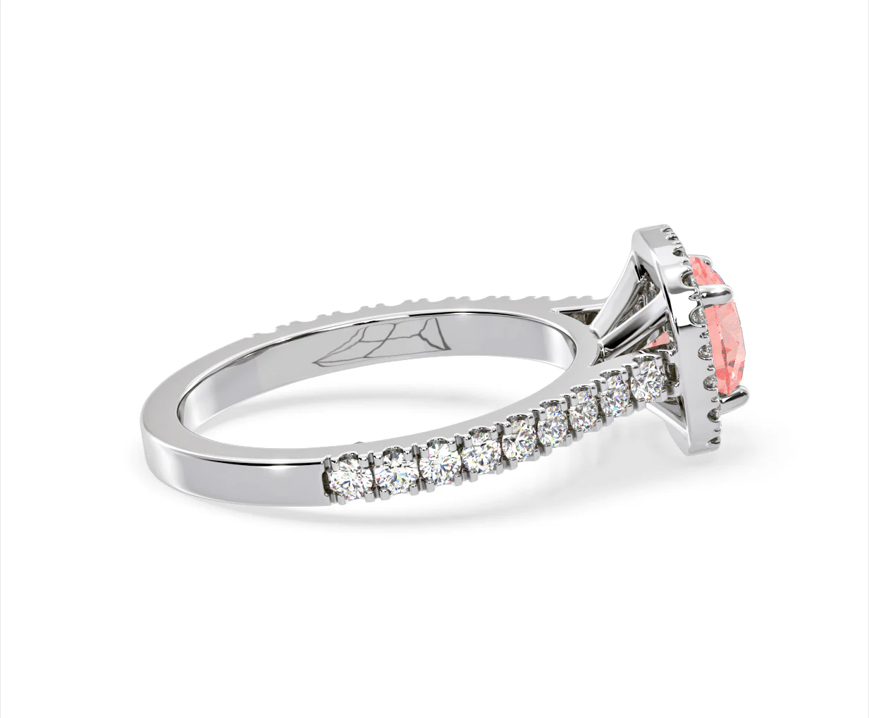 Elizabeth Pink Lab Diamond 1.70ct Halo Ring in Platinum - Elara Collection - Image 66