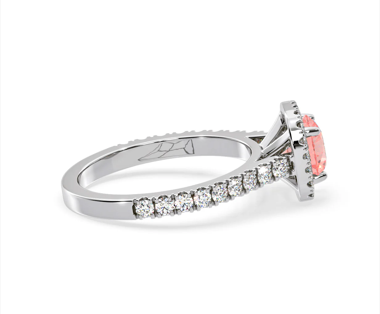 Elizabeth Pink Lab Diamond 1.70ct Halo Ring in Platinum - Elara Collection - Image 67
