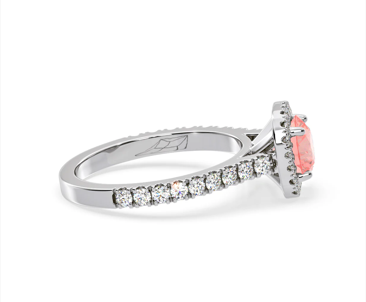Elizabeth Pink Lab Diamond 1.70ct Halo Ring in Platinum - Elara Collection - Image 69