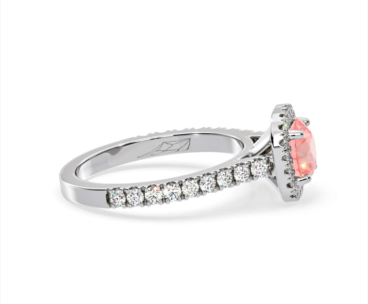 Elizabeth Pink Lab Diamond 1.70ct Halo Ring in Platinum - Elara Collection - Image 70