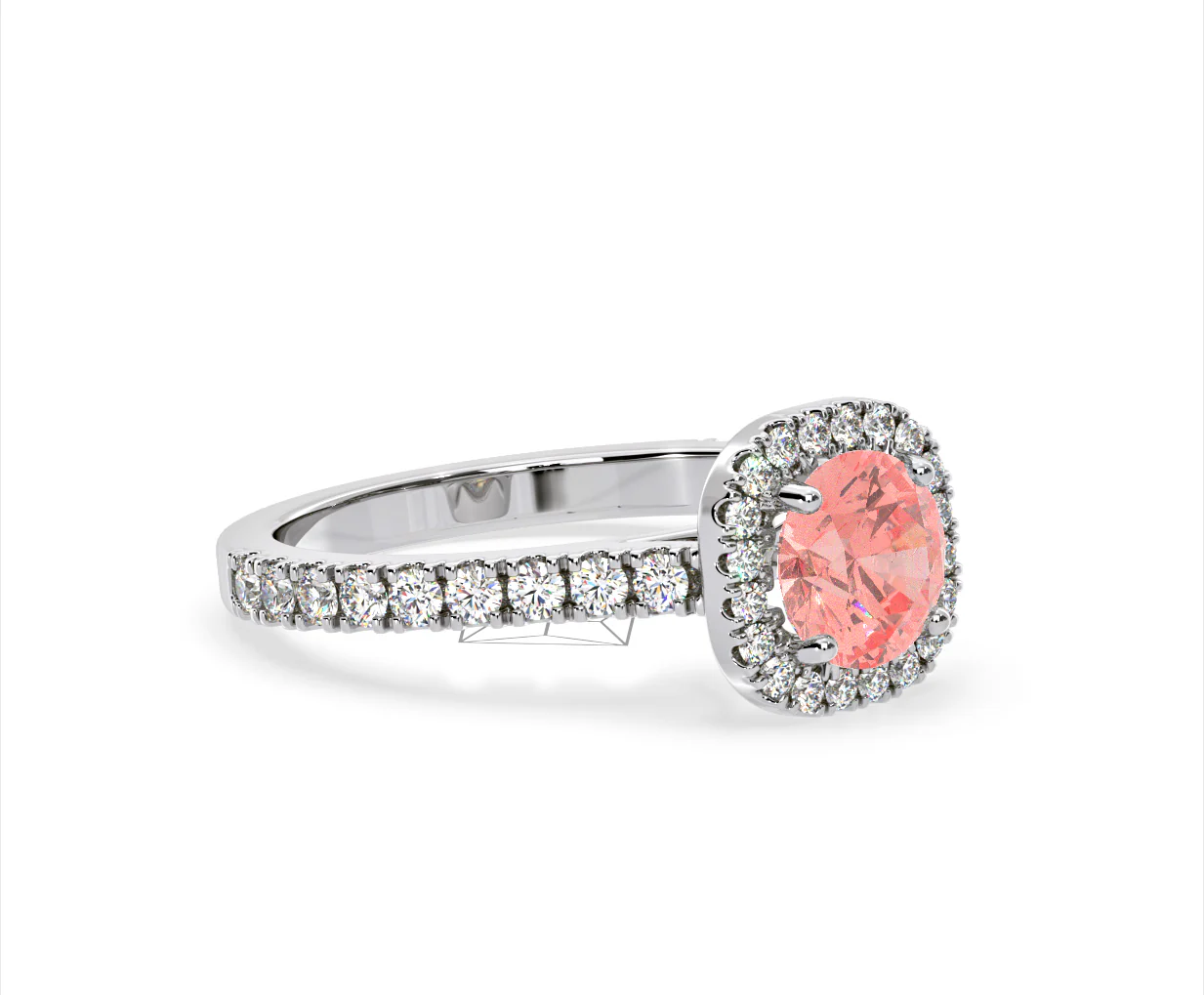 Elizabeth Pink Lab Diamond 1.70ct Halo Ring in Platinum - Elara Collection - Image 79