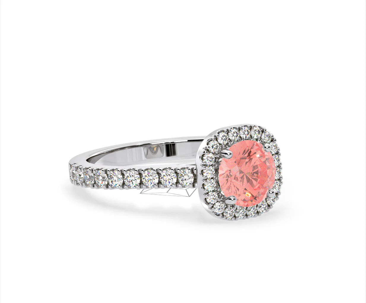 Elizabeth Pink Lab Diamond 1.70ct Halo Ring in Platinum - Elara Collection - Image 81