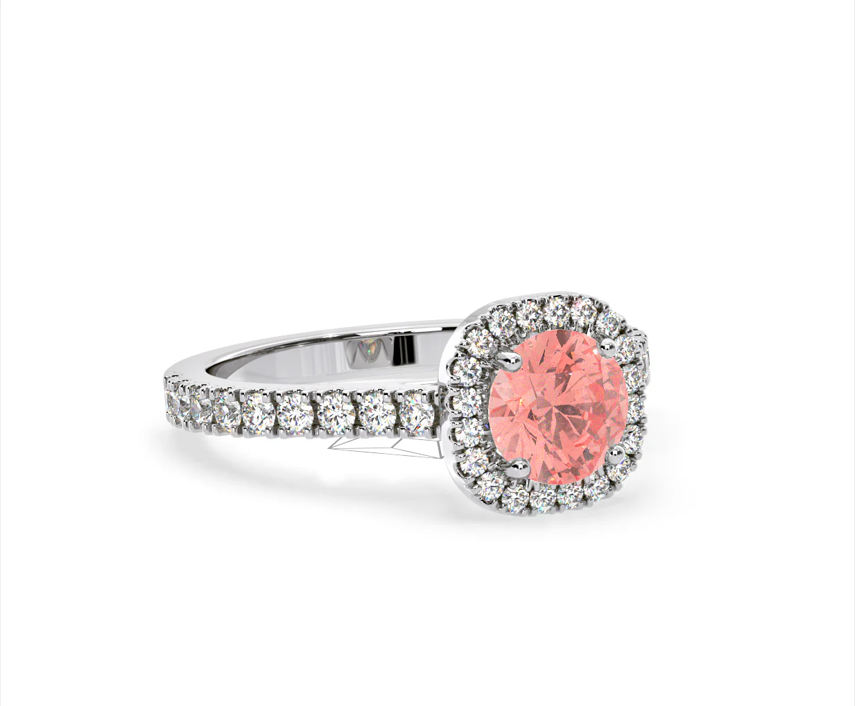 Elizabeth Pink Lab Diamond 1.70ct Halo Ring in Platinum - Elara Collection - Image 82