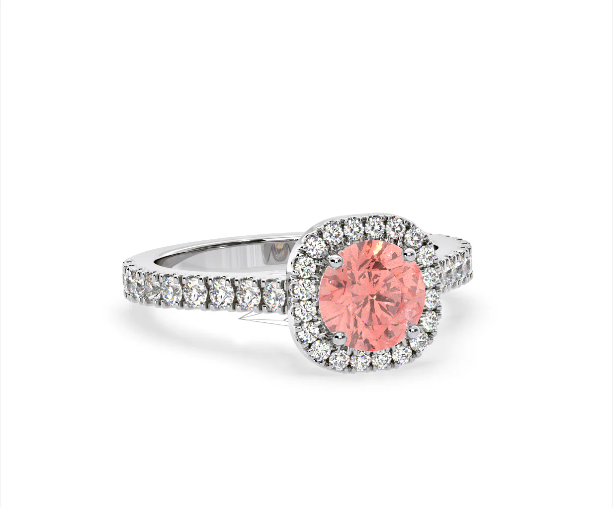 Elizabeth Pink Lab Diamond 1.70ct Halo Ring in Platinum - Elara Collection - Image 84