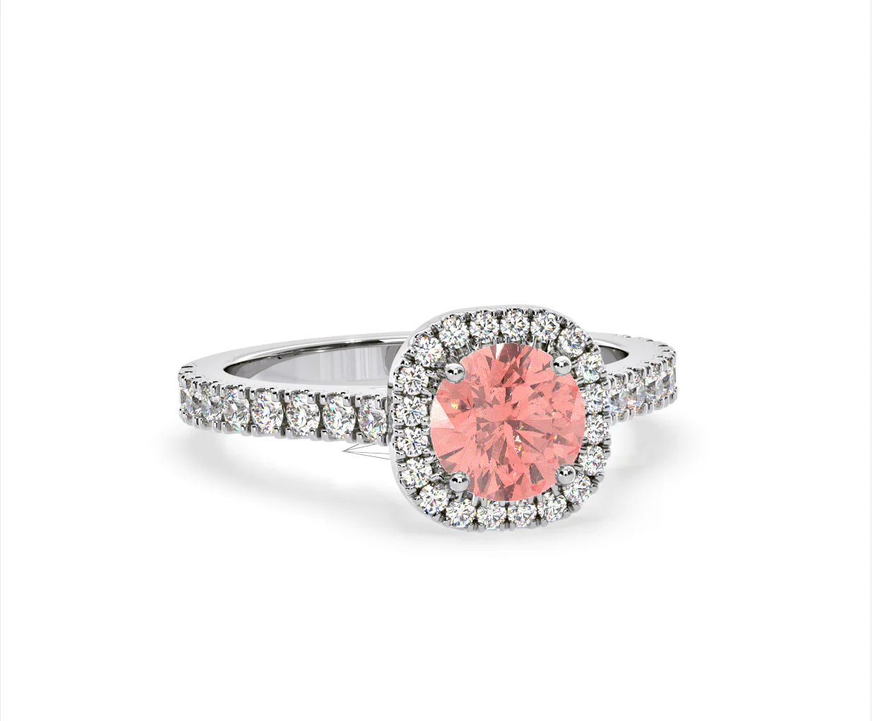 Elizabeth Pink Lab Diamond 1.70ct Halo Ring in Platinum - Elara Collection - Image 85
