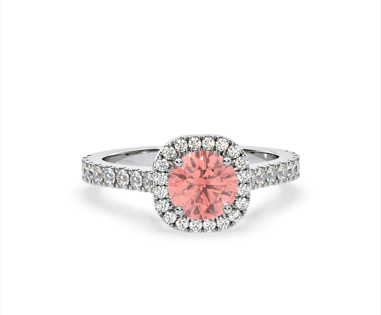 Elizabeth Pink Lab Diamond 1.70ct Halo Ring in Platinum - Elara Collection - Image 87