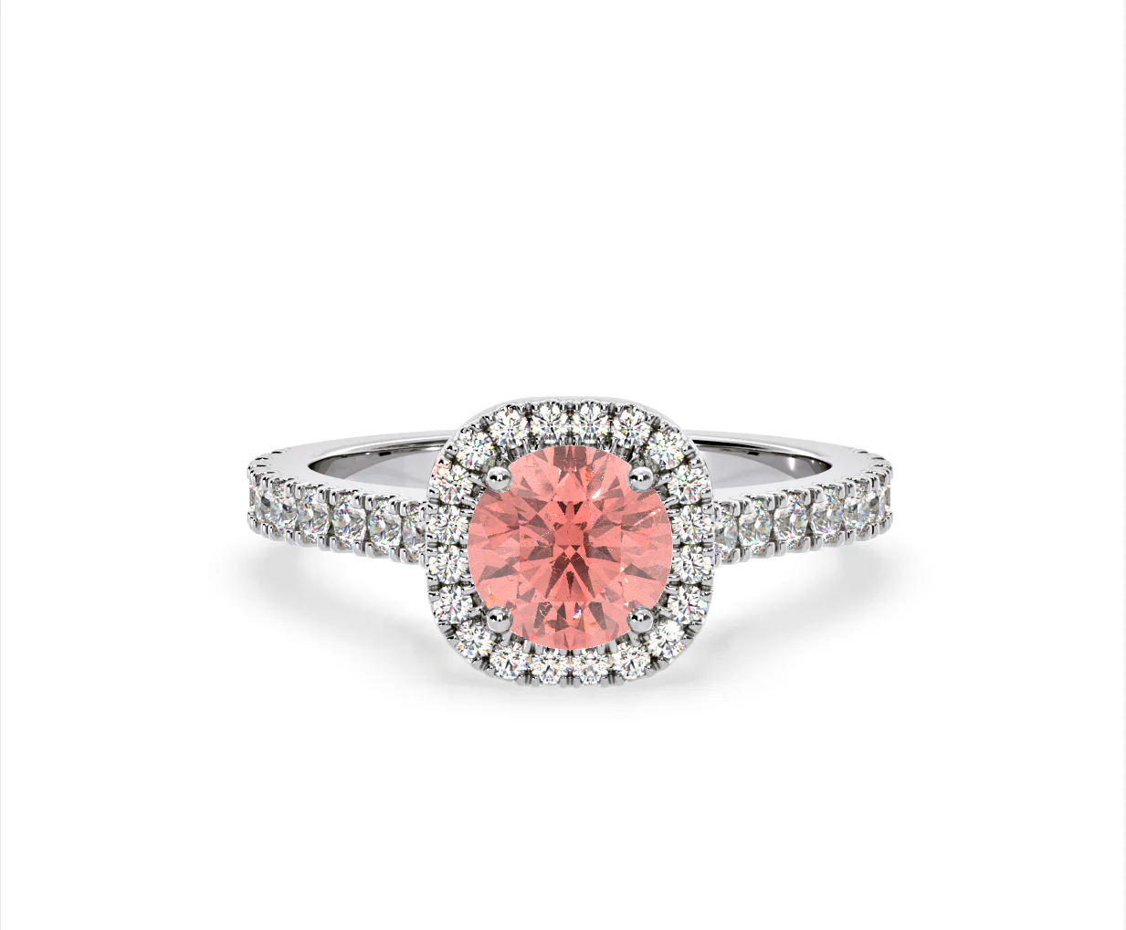 Elizabeth Pink Lab Diamond 1.70ct Halo Ring in Platinum - Elara Collection - Image 9