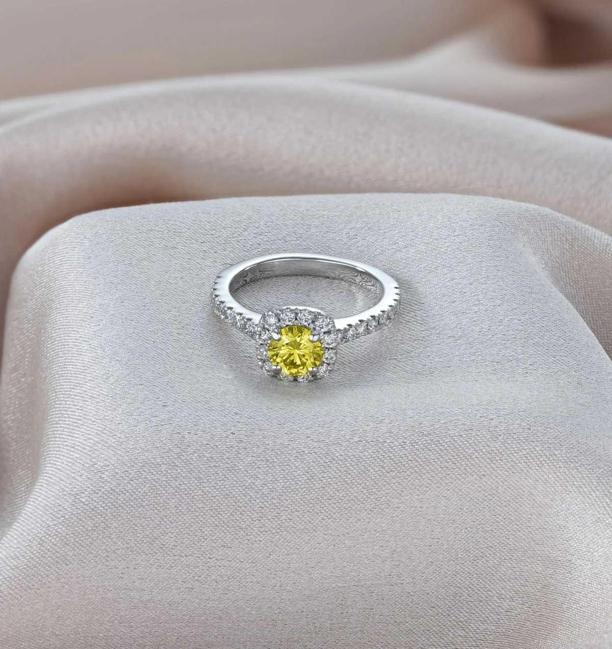 Elizabeth Yellow Lab Diamond 1.00ct Halo Ring in 18K White Gold - Elara Collection - Image 5