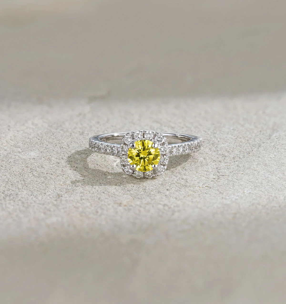 Elizabeth Yellow Lab Diamond 1.00ct Halo Ring in 18K White Gold - Elara Collection - Image 6