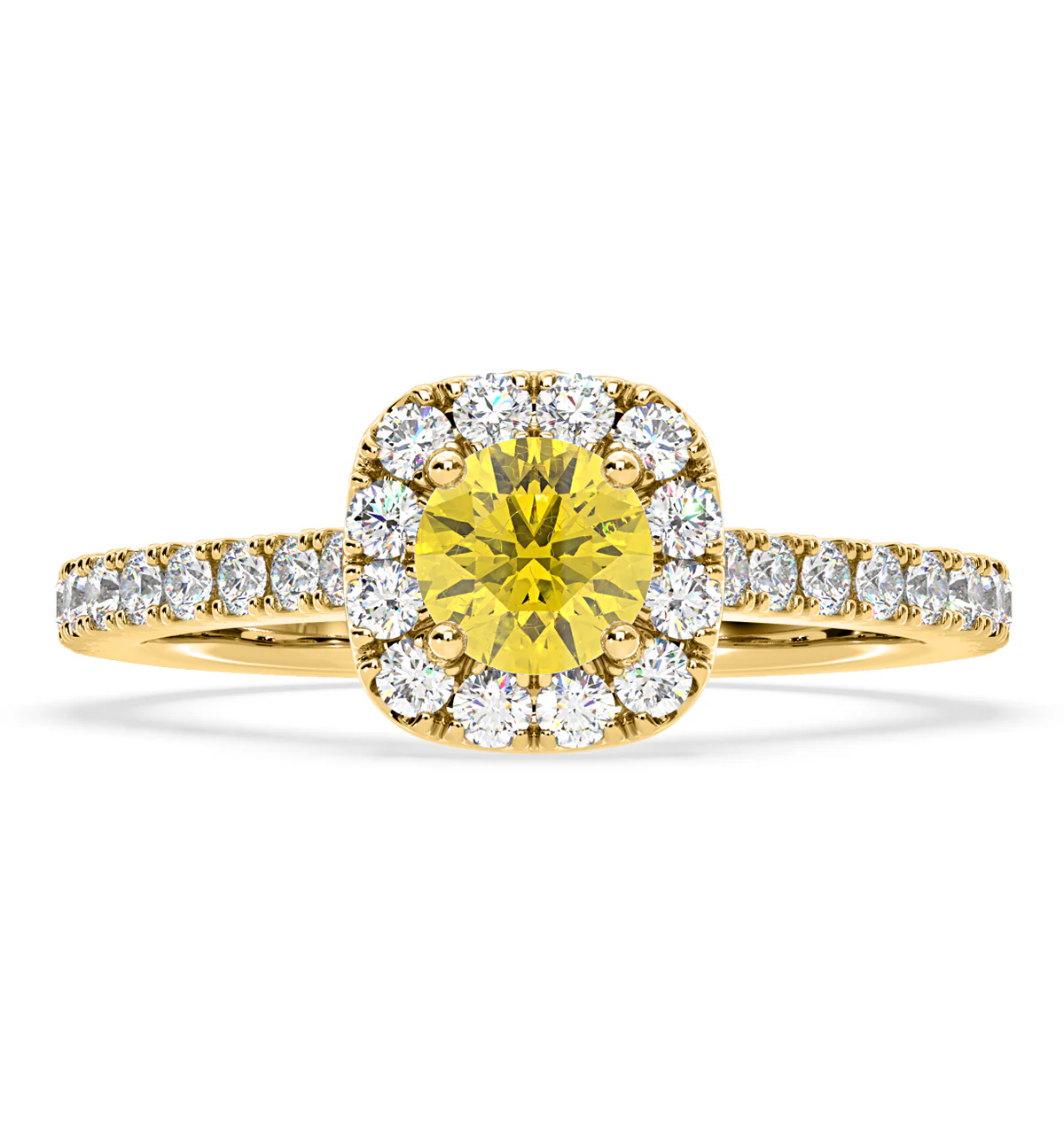 Elizabeth Yellow Lab Diamond 1.00ct Halo Ring in 18K Yellow Gold - Elara Collection - Image 3
