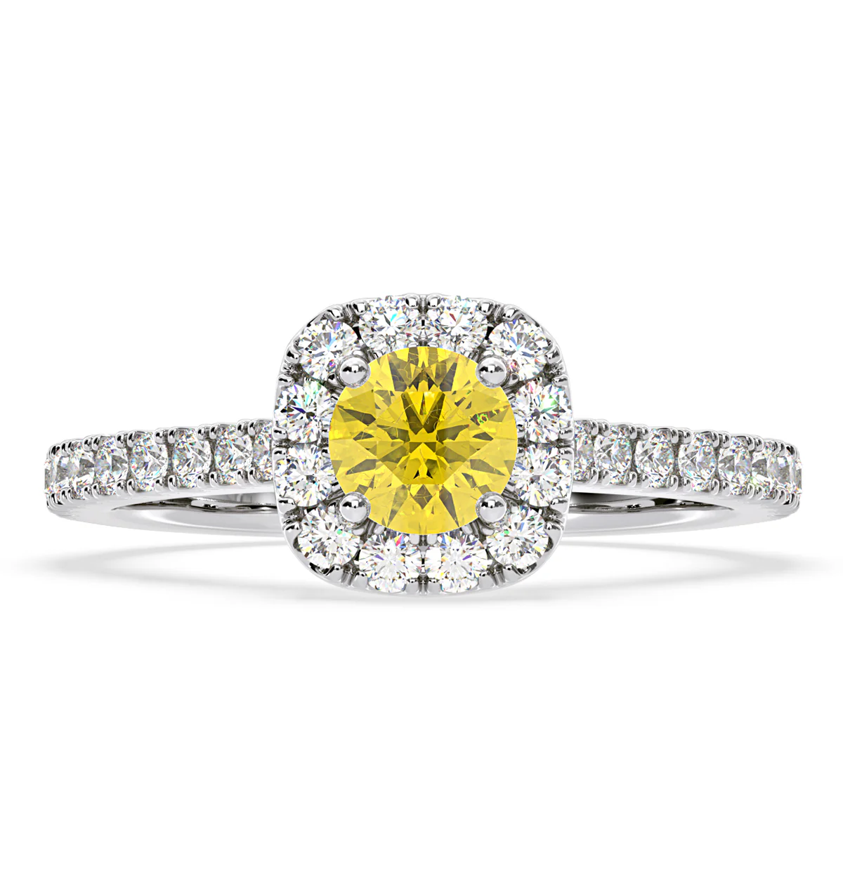 Elizabeth Yellow Lab Diamond 1.00ct Halo Ring in Platinum - Elara Collection - Image 3