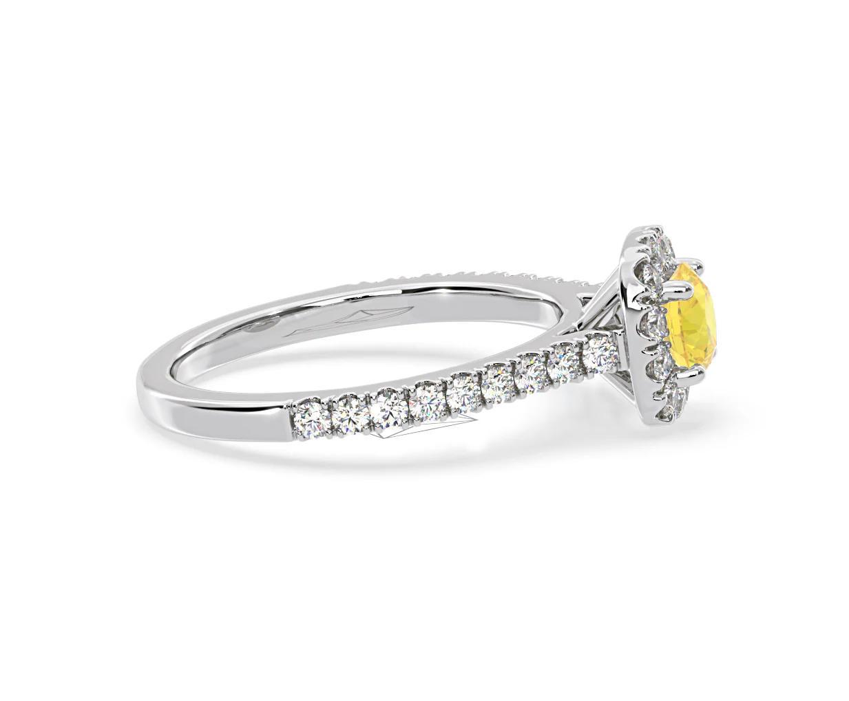 Elizabeth Yellow Lab Diamond 1.00ct Halo Ring in Platinum - Elara Collection - Image 68