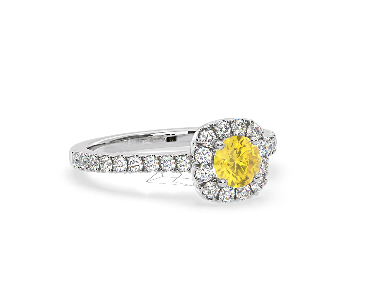 Elizabeth Yellow Lab Diamond 1.00ct Halo Ring in Platinum - Elara Collection - Image 80