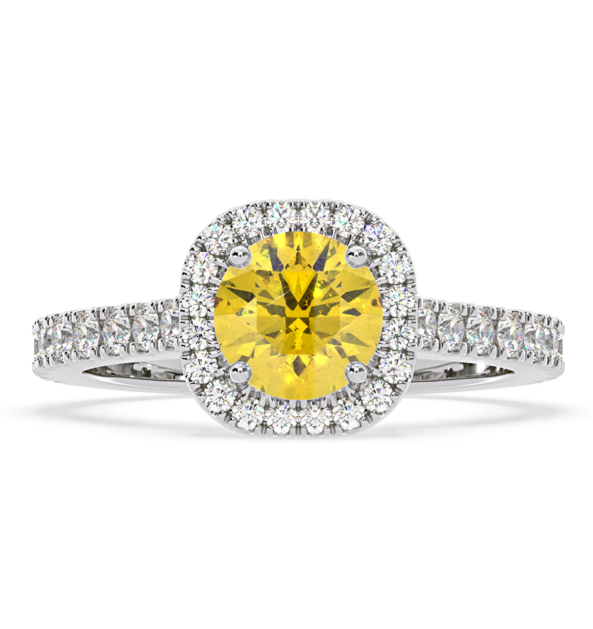 Elizabeth Yellow Lab Diamond 1.70ct Halo Ring in 18K White Gold - Elara Collection - Image 3