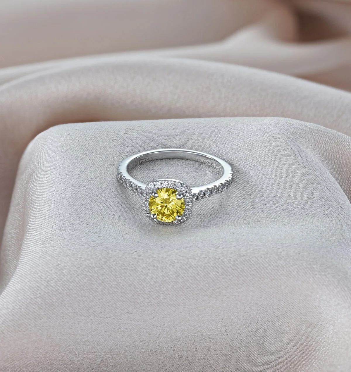 Elizabeth Yellow Lab Diamond 1.70ct Halo Ring in 18K White Gold - Elara Collection - Image 5