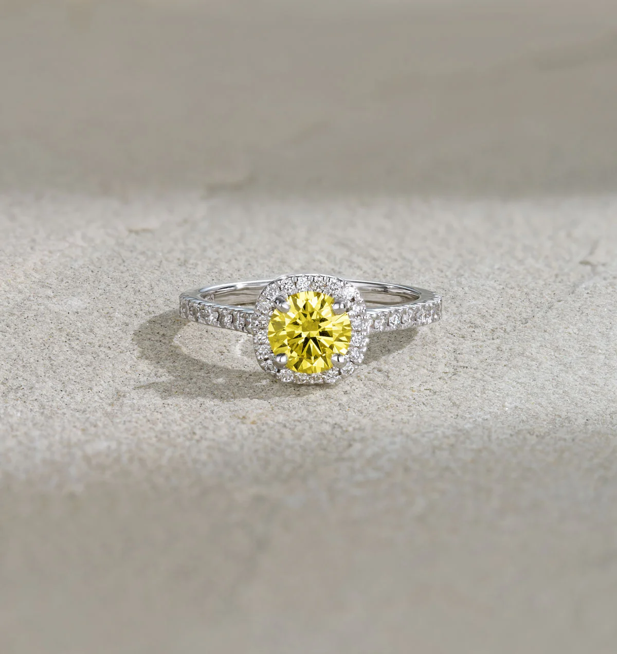 Elizabeth Yellow Lab Diamond 1.70ct Halo Ring in 18K White Gold - Elara Collection - Image 6
