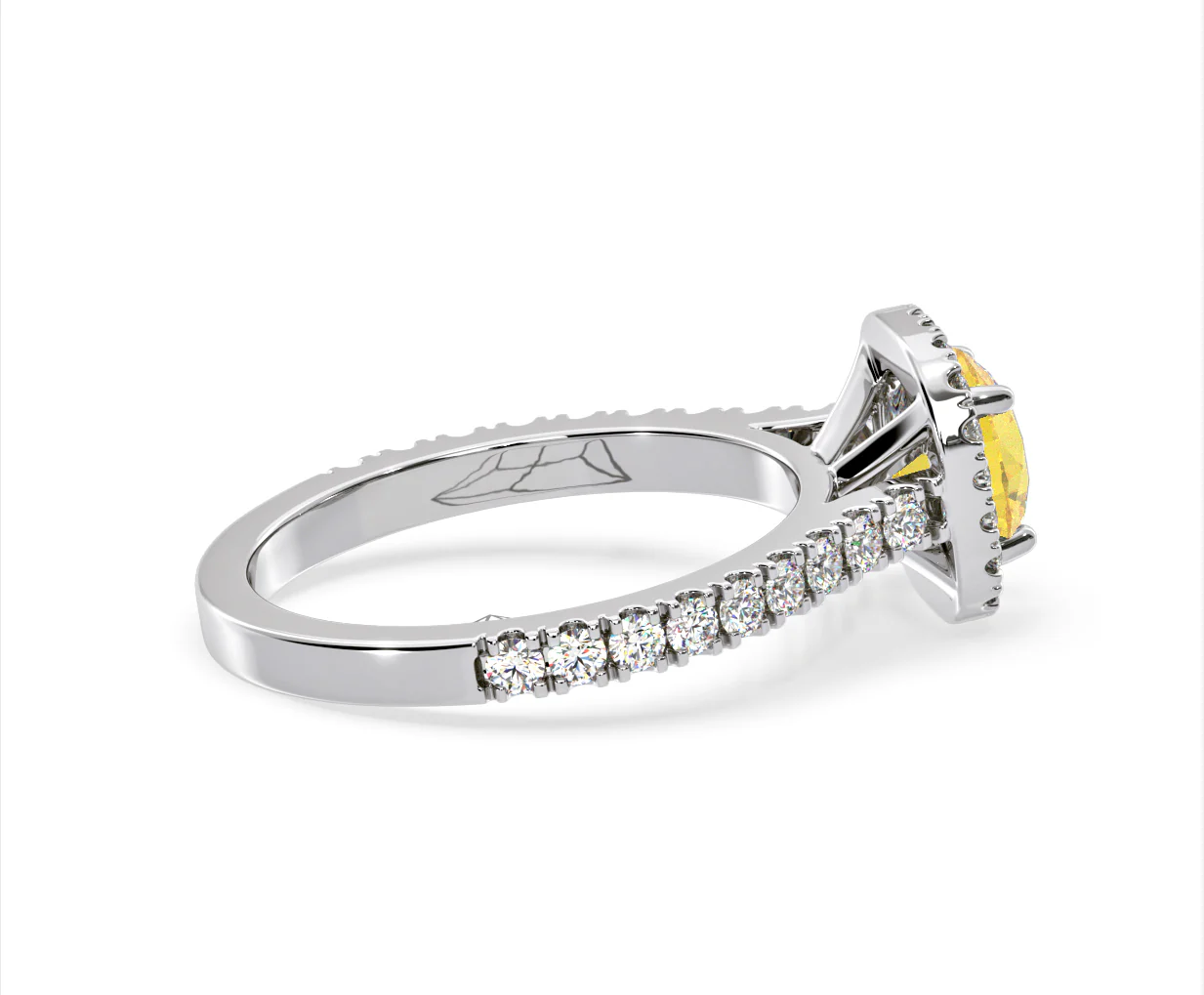 Elizabeth Yellow Lab Diamond 1.70ct Halo Ring in 18K White Gold - Elara Collection - Image 64