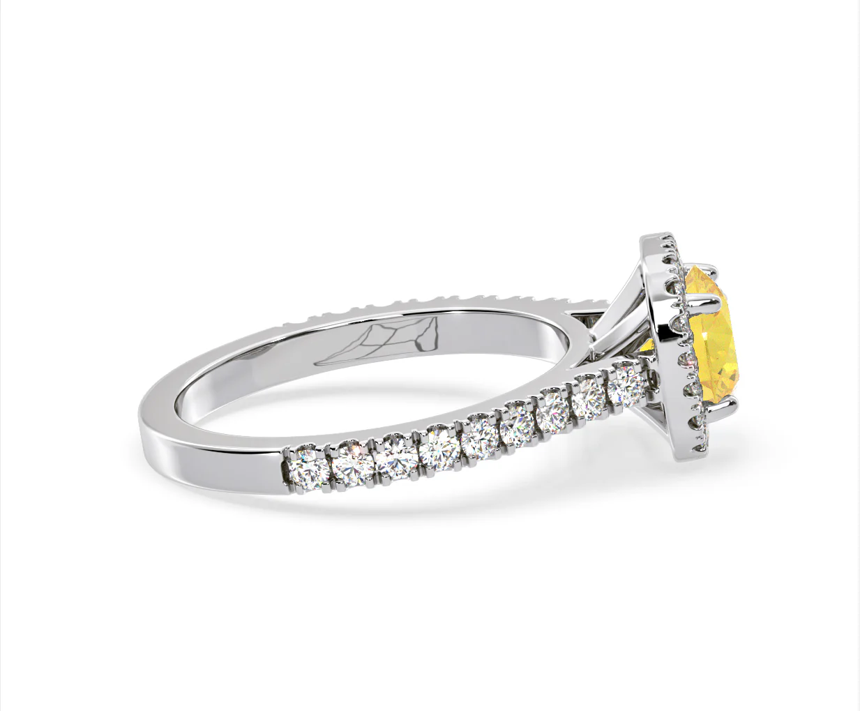 Elizabeth Yellow Lab Diamond 1.70ct Halo Ring in 18K White Gold - Elara Collection - Image 67