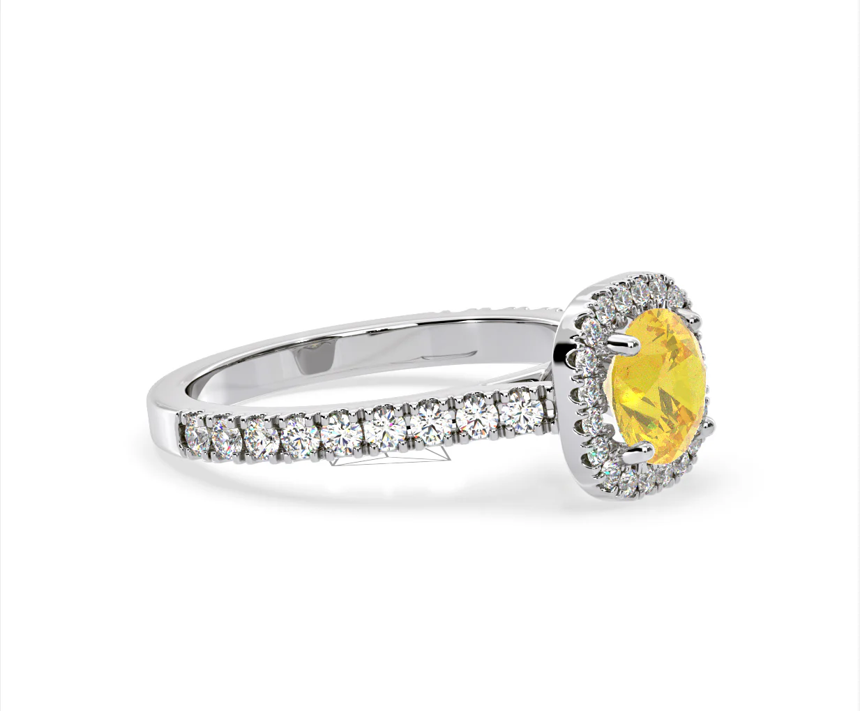 Elizabeth Yellow Lab Diamond 1.70ct Halo Ring in 18K White Gold - Elara Collection - Image 75