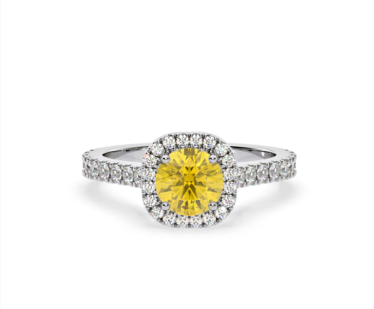 Elizabeth Yellow Lab Diamond 1.70ct Halo Ring in 18K White Gold - Elara Collection - Image 8