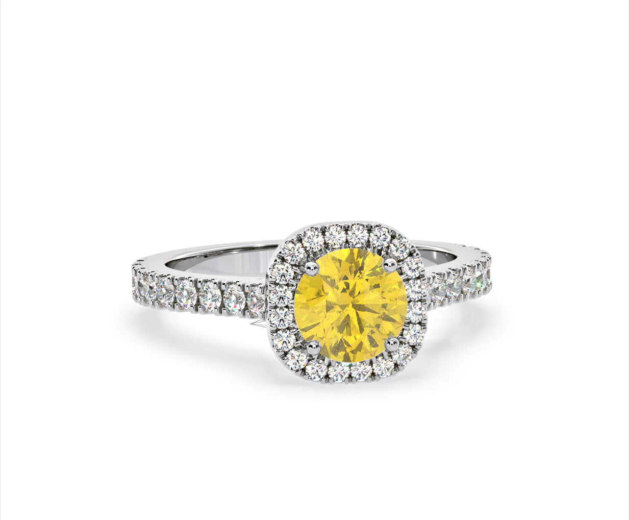 Elizabeth Yellow Lab Diamond 1.70ct Halo Ring in 18K White Gold - Elara Collection - Image 85