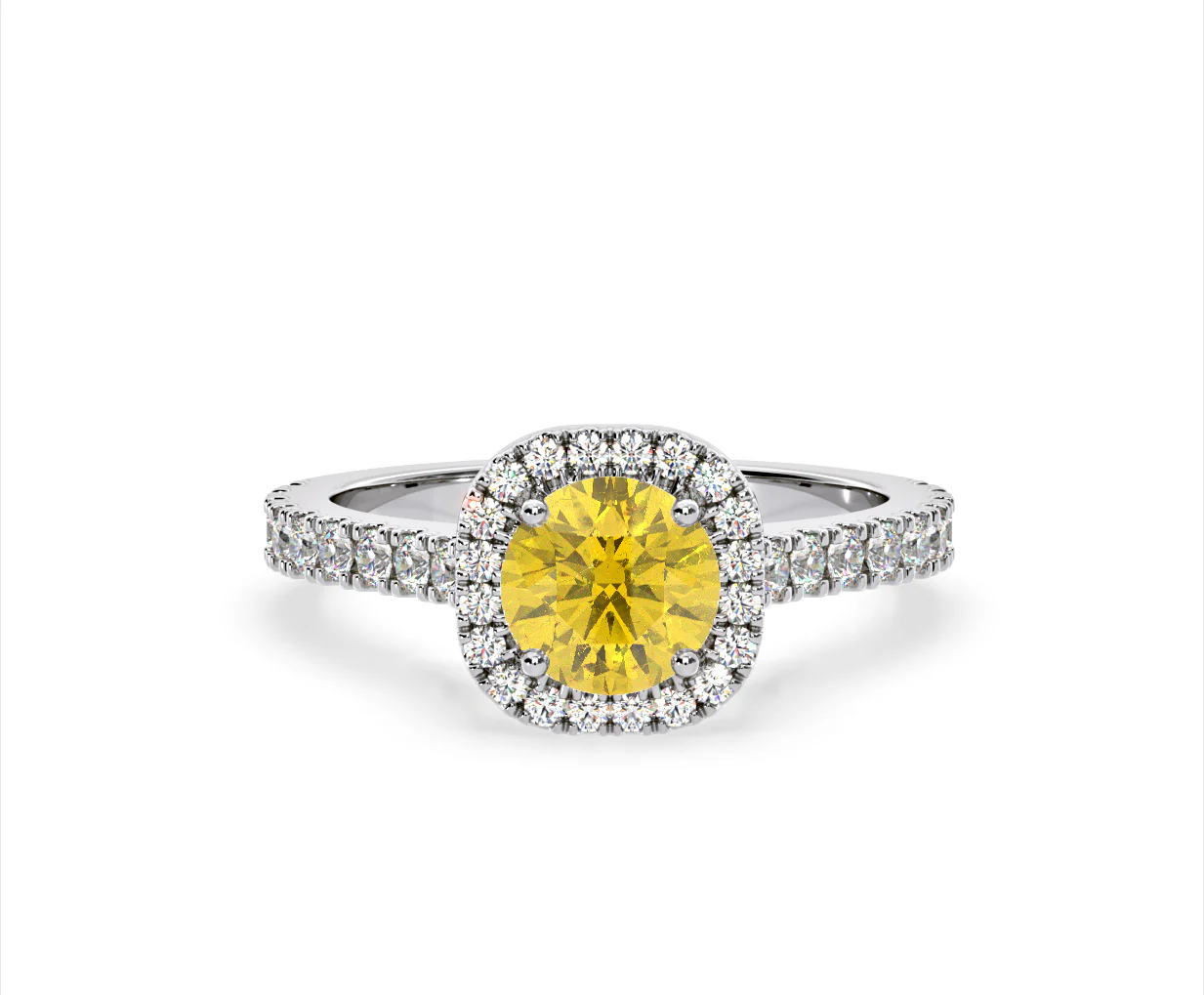 Elizabeth Yellow Lab Diamond 1.70ct Halo Ring in 18K White Gold - Elara Collection - Image 87
